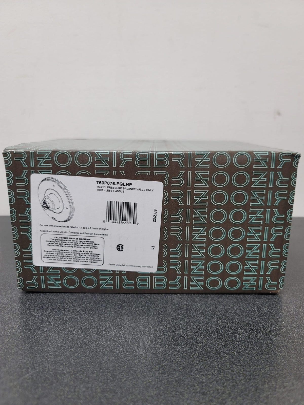 Brizo T60P076-PGLHP Invari Single Function Pressure Balanced Valve Trim Only, Less Rough In and Handle - Polished Gold