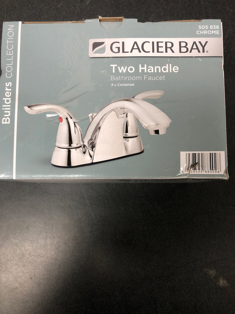 Glacier bay HD67091W-6B01 Builders 4 in. Centerset Double Handle Low-Arc Bathroom Faucet in Chrome