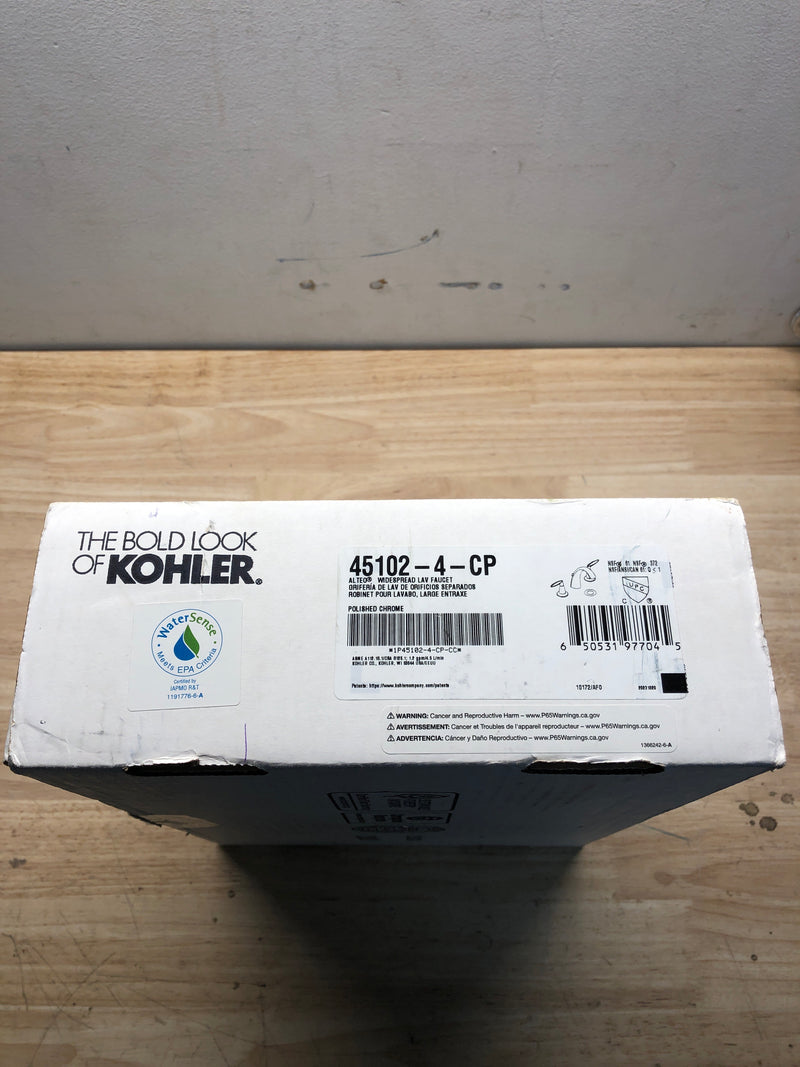 Kohler K-45102-4-CP Alteo Widespread Bathroom Faucet with Ultra-Glide Valve Technology - Free Metal Pop-Up Drain Assembly with purchase - Polished Chrome