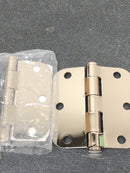 Emtek 92033US14 3-1/2" x 3-1/2" Plated Steel Heavy Duty 5/8" Radius Round Corner Plain Bearing Hinges - Pair - Polished Nickel