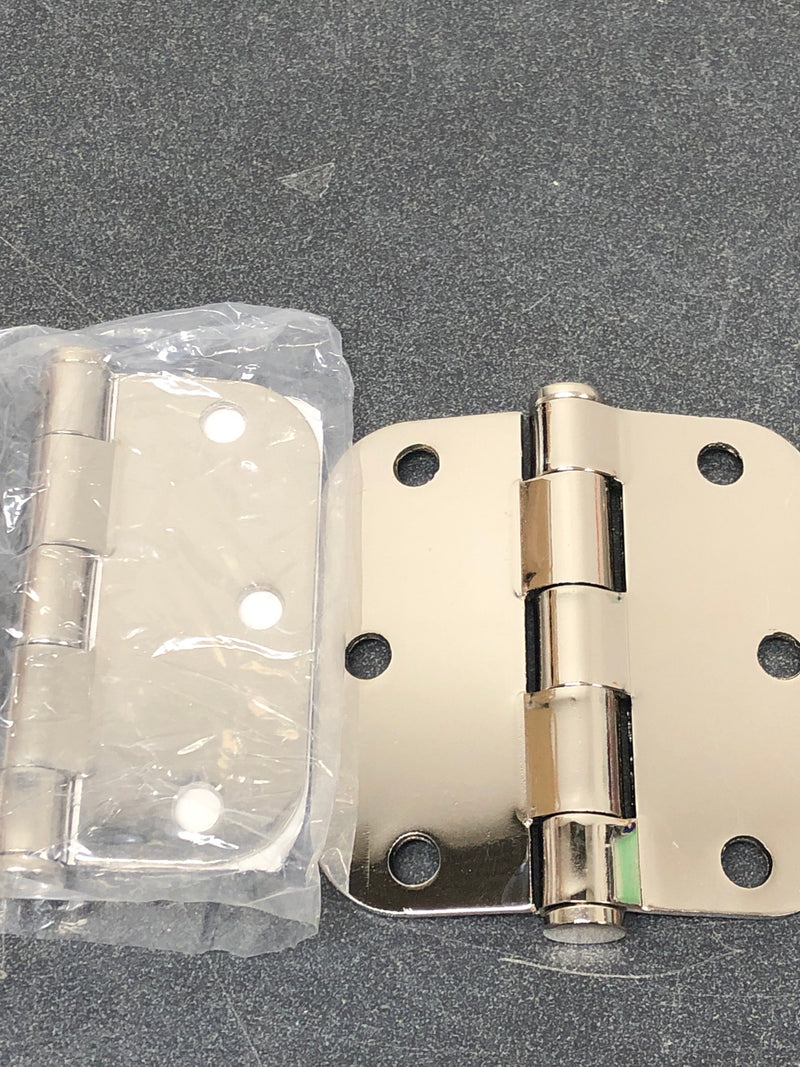 Emtek 92033US14 3-1/2" x 3-1/2" Plated Steel Heavy Duty 5/8" Radius Round Corner Plain Bearing Hinges - Pair - Polished Nickel