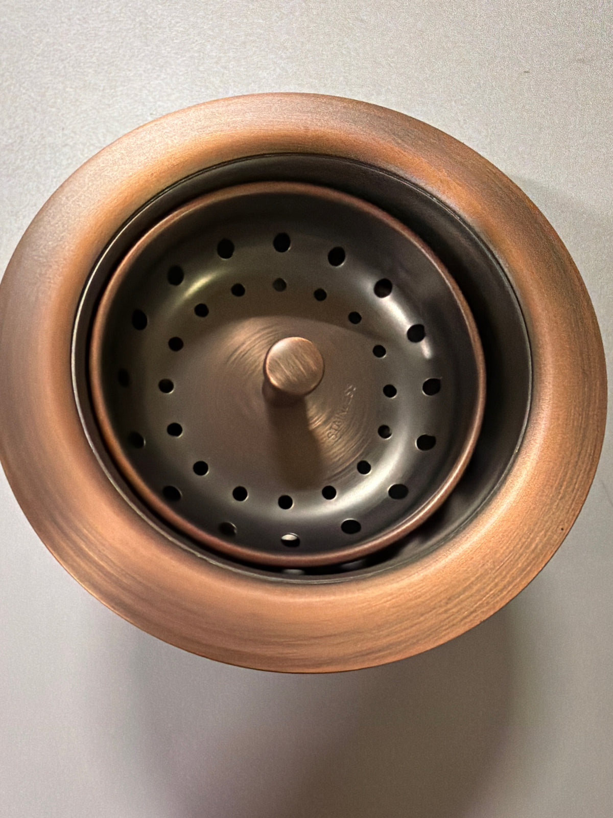Sinkology TB35-01 SinkSense 3.5 in. Brass Basket Strainer Drain with Post Style Basket in Antique Copper