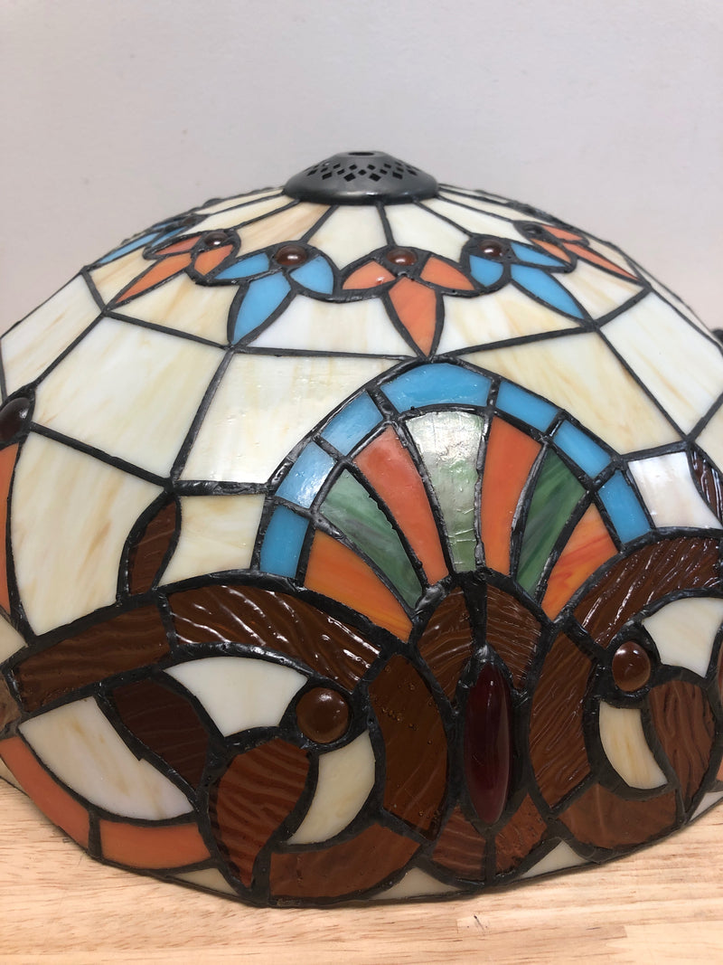 Oukaning JZUCK52ONSHCX 20.47 in. 36-Watt Gold European LED Flush Mount Ceiling Light with Stained Glass Shade