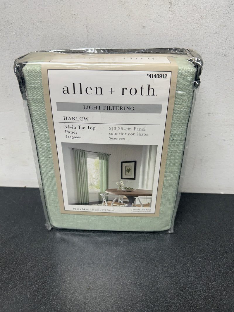 Allen + Roth 84-in Sea Green Light Filtering Tie Top Single Curtain Panel
