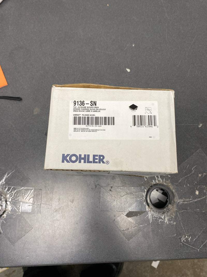 Kohler K-9136-SN Clearflo Square Design Tile-In Shower Drain - Polished Nickel