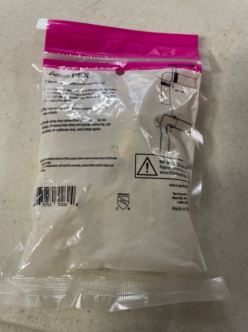 Apollo APXE121210PK 1/2 in. Brass PEX-B Barb 90 Elbow (10-Pack)