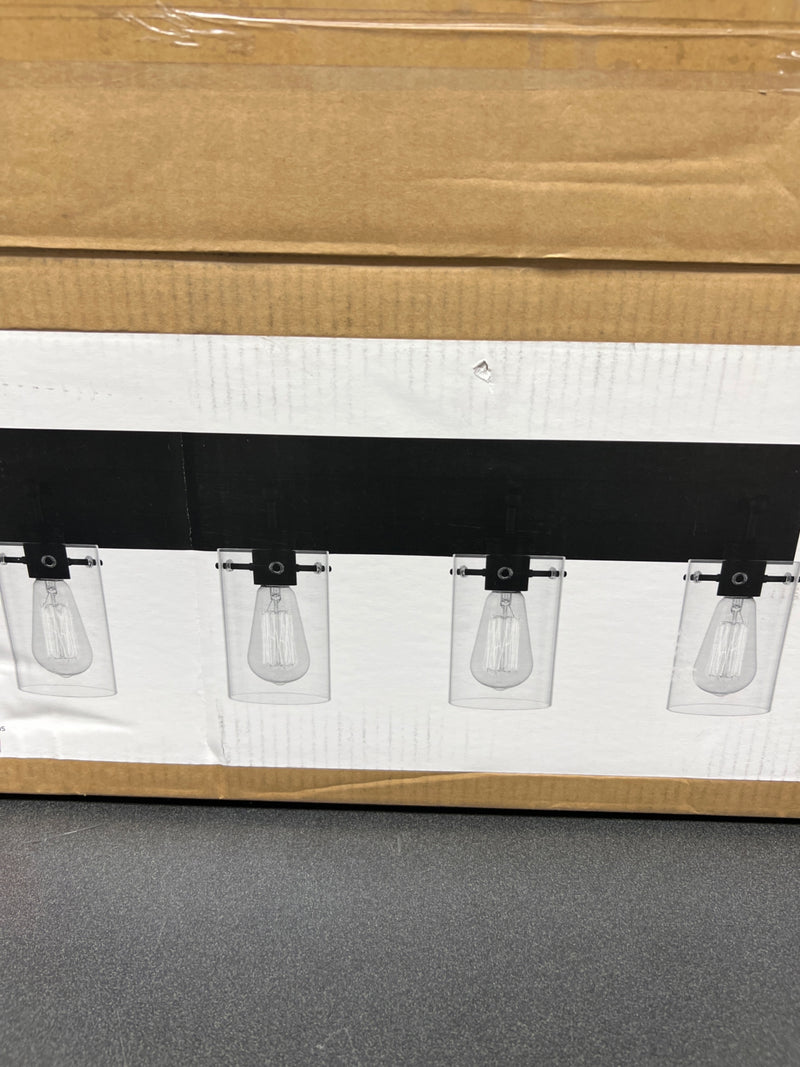 Hampton bay DSHD19574V3 Regan 29.25 in. 4-Light Matte Black Bathroom Vanity Light with Clear Glass Shades