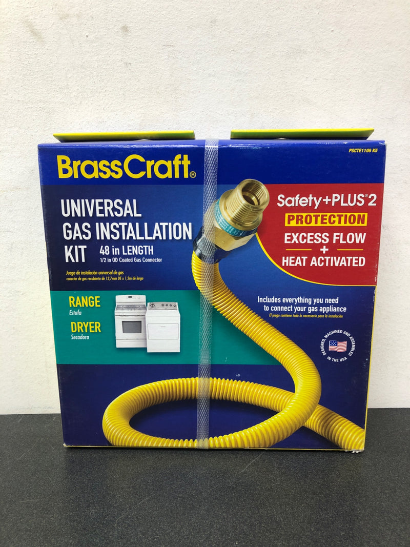 Brasscraft PSCTE1106 K5 Safety+PLUS2 (1/2 in. O.D.) Gas Dryer and Range Installation Kit w/ Thermal Excess Flow Valve (60,500 BTU)