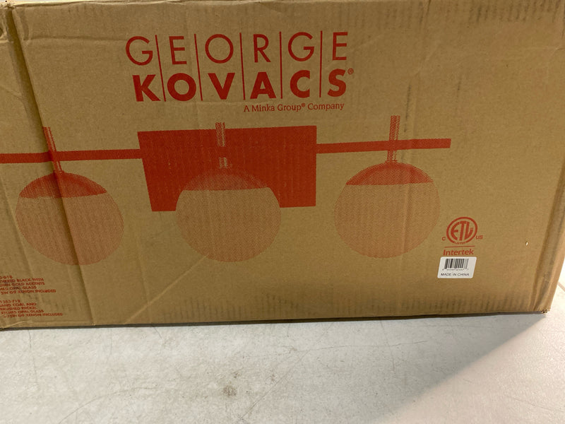 Kovacs P1353-618 Alluria 3 Light 24" Wide Bathroom Vanity Light with Etched Opal Glass Shades - Weathered Black / Autumn Gold