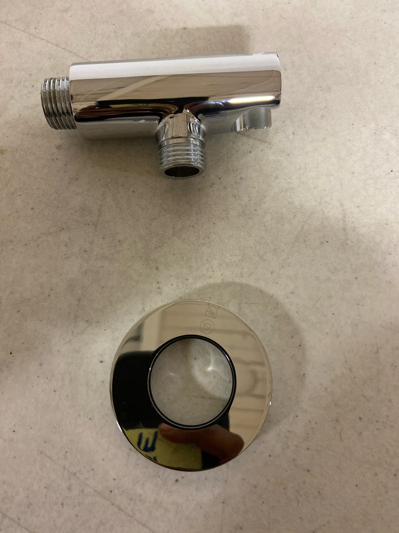 Signature Hardware 380056 Cylindrical Water Supply Elbow with Hand Shower Holder - Polished Chrome