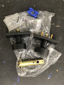 Emtek 5212ROUUS19 Round Knobset Privacy Door Knob Set with Modern Rectangular Rose - Flat Black