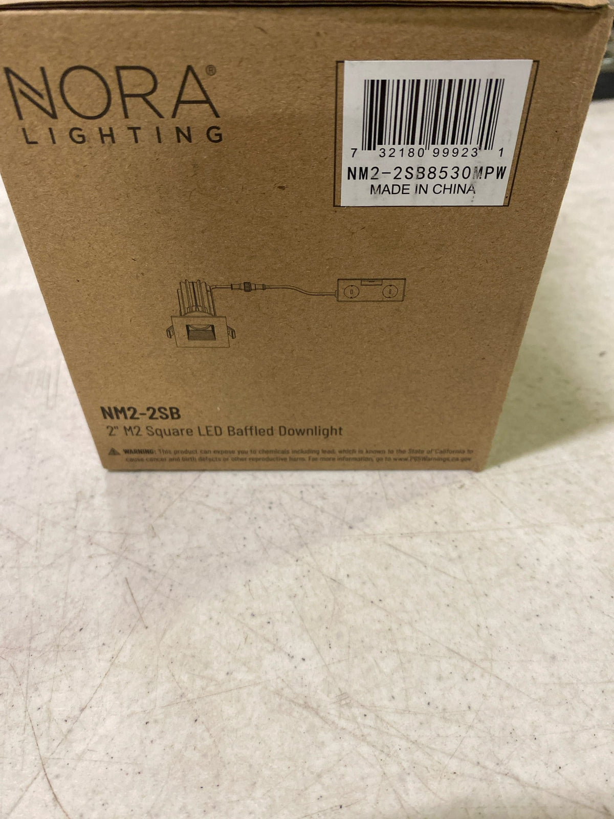 Nora NM2-2SB8530MPW 2" M2 Square LED Recessed Baffle (Matte Powder White, 3000K - 850 Lumens)