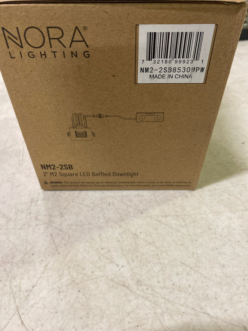 Nora NM2-2SB8530MPW 2" M2 Square LED Recessed Baffle (Matte Powder White, 3000K - 850 Lumens)