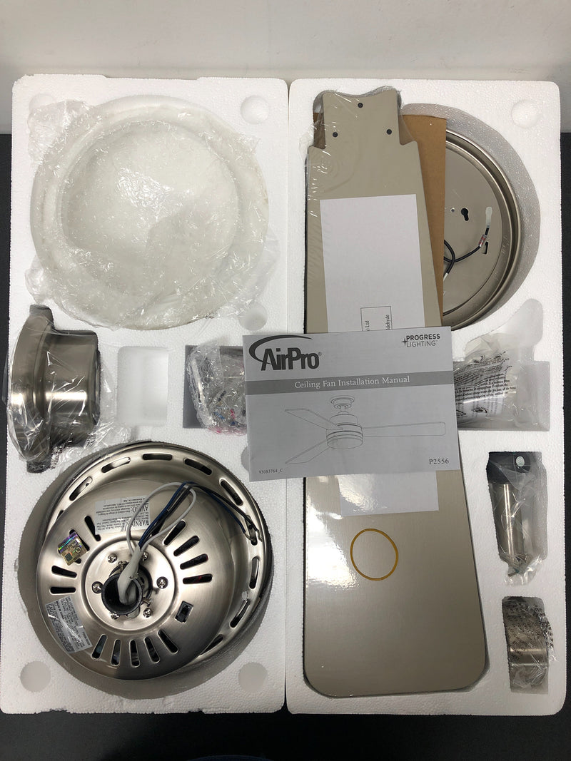 Progress Lighting P2556-0930K Trevina 52" 3 Blade Indoor Ceiling Fan with Wall Control and Integrated LED Light Kit - Brushed Nickel