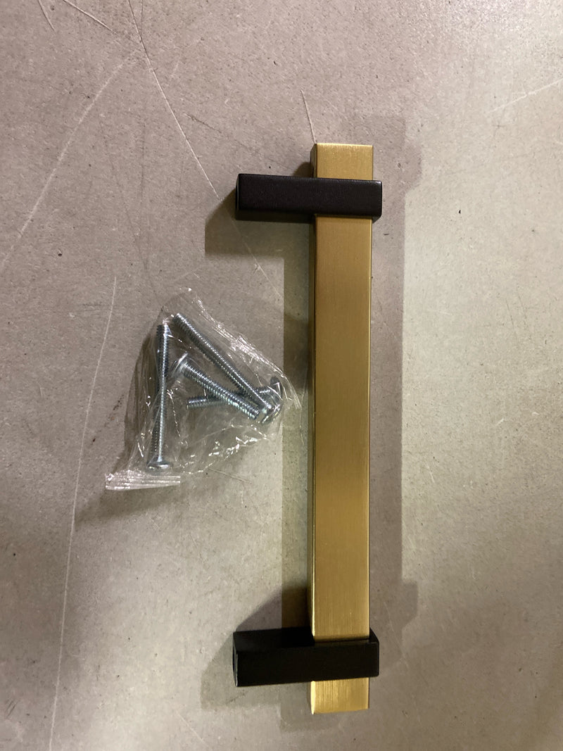 Amerock Mulino 5-1/16 inch (128mm) Center-to-Center Golden Champagne/Matte Black Cabinet Pull, BP36724BBZMB