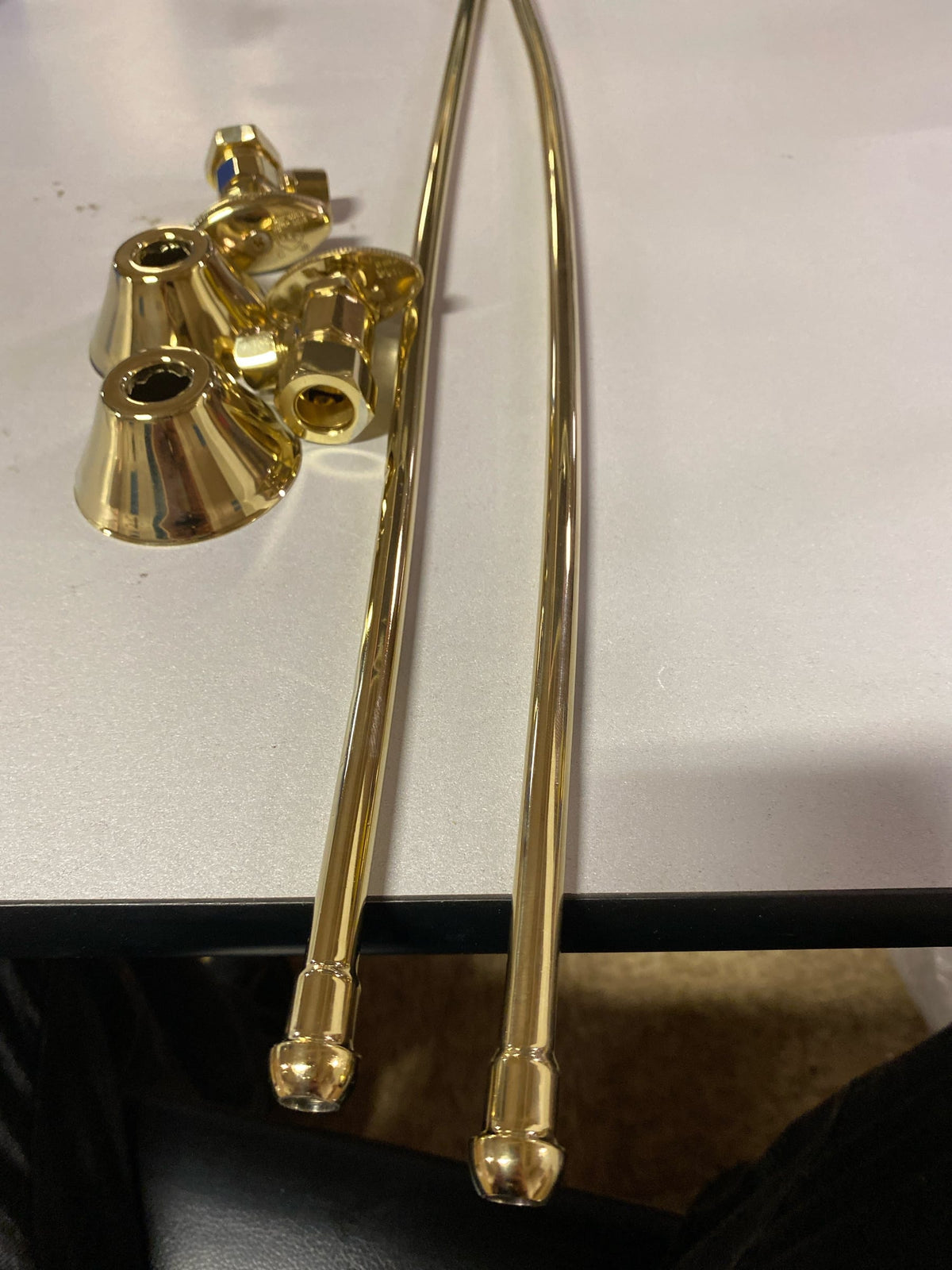 Signature Hardware 489033 Bathroom Supply Kit with 5/8" OD X 3/8" OD Angle Stop - Polished Brass