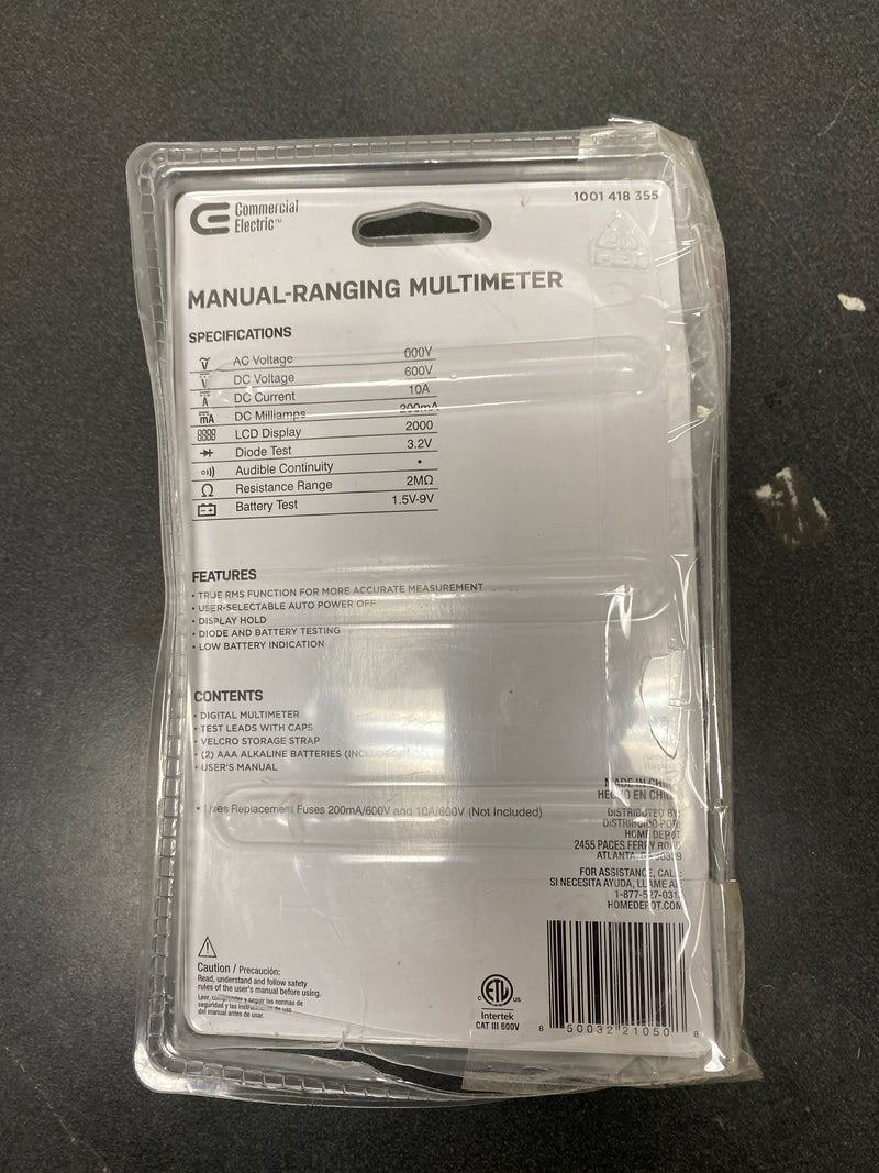 Commercial electric DMM-8300B Manual-Ranging Digital Multi-Meter