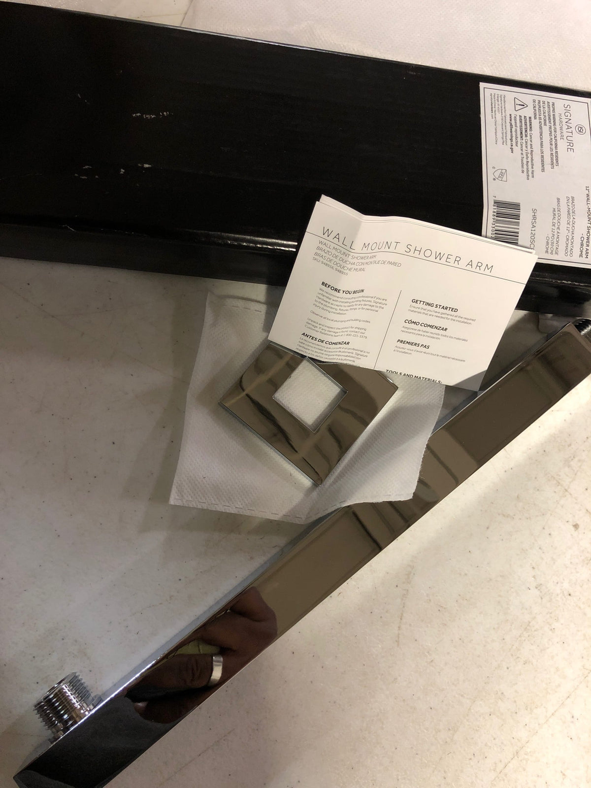 Signature Hardware SHRSA120SCP FundamentALL 12" Square Wall-Mount Shower Arm and Flange - Chrome