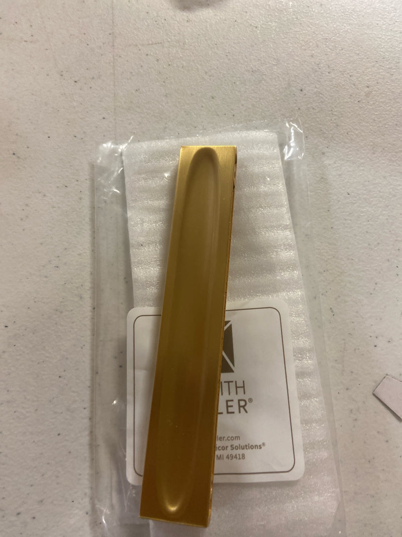 Belwith Keeler B075530-BGB Ingot 5-1/16" Center to Center (128 mm) Solid Rectangular Cabinet Handle / Drawer Pull with Finger Indent - Brushed Golden Brass