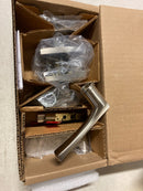 Baldwin PV.Wyn.R.SSR Wyndcliff Privacy Door Lever Set with Stepped Square Rose from the Reserve Collection - Satin Nickel