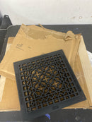 Reggio Registers Scroll Series Victorian Pattern Premium Luxury Floor Grate Cover Grille, Black Cast Iron Metal, 10 Inch x 10 Inch Inside, with Mounting Holes | 1212-H