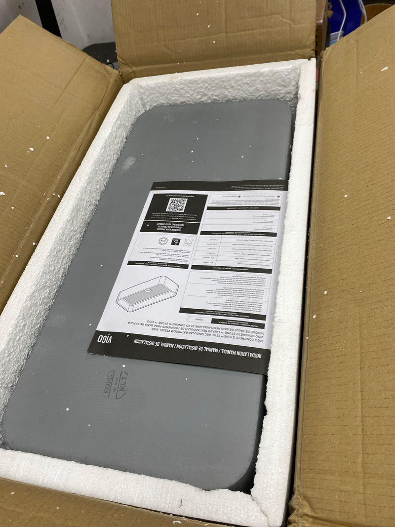 Vigo VG04060 Concreto Stone 23-5/8Concreto Stone 11" Rectangular Concrete Vessel Bathroom Sink - Gray