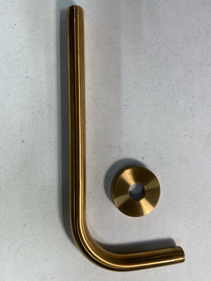 Signature Hardware SHRSA122BG 12-3/8" Wall Mounted Shower Arm and Flange - Brushed Gold
