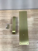 Hager 1-374163 4" x 16" Square Corner 0.050" Gauge Pull Plate with 1-1/4" Rectangular Pull on 8" Center from the Pull Plates Collection - Polished Brass