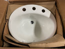 Kohler K-2905-8-0 Farmington 19-1/4" Oval Cast Iron Drop In Bathroom Sink with Overflow and 3 Faucet Holes at 8" Centers - White