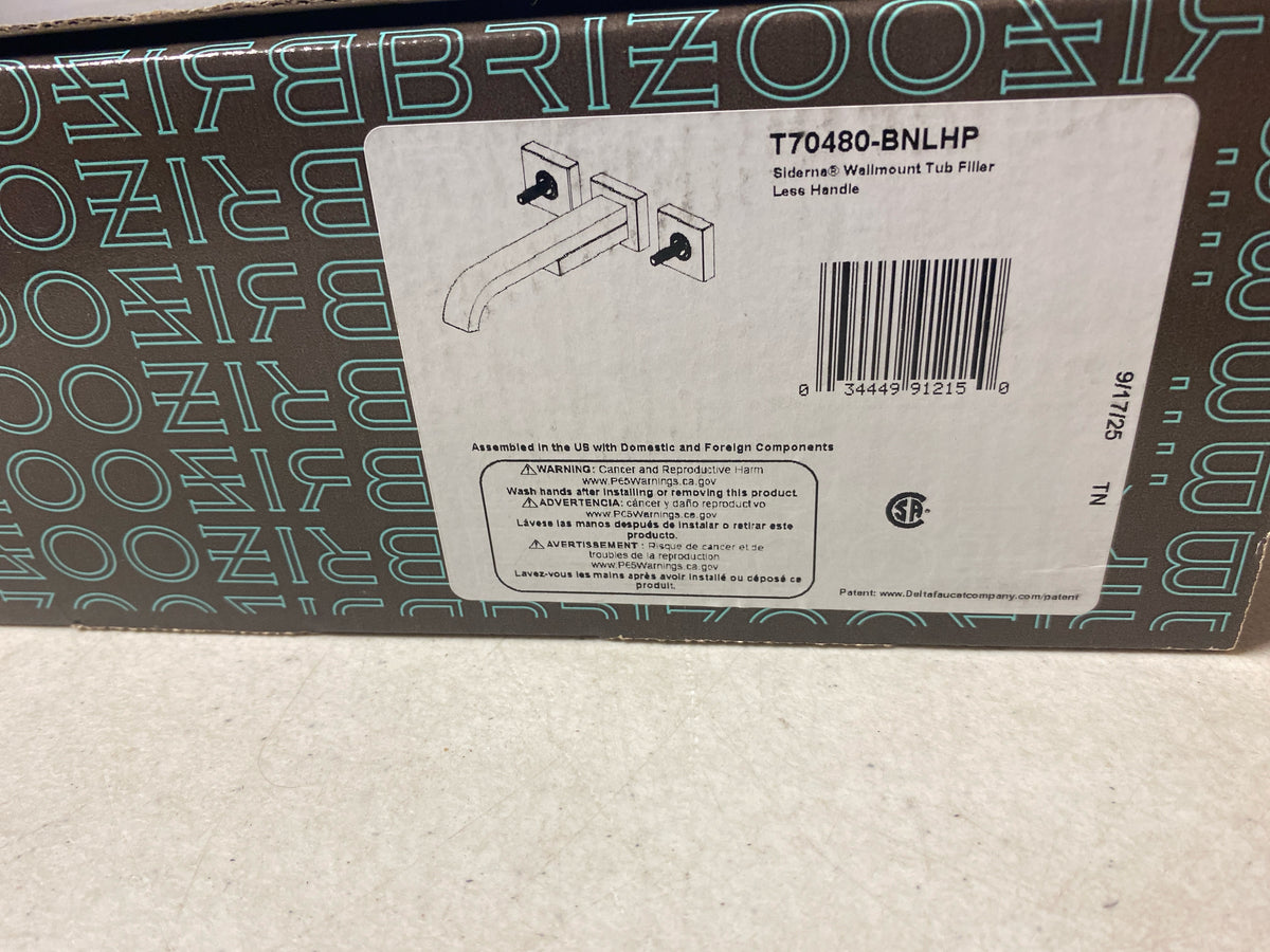 Brizo T70480-BNLHP Siderna Wall Mounted Tub Filler - Less Handles and Rough In - Brushed Nickel