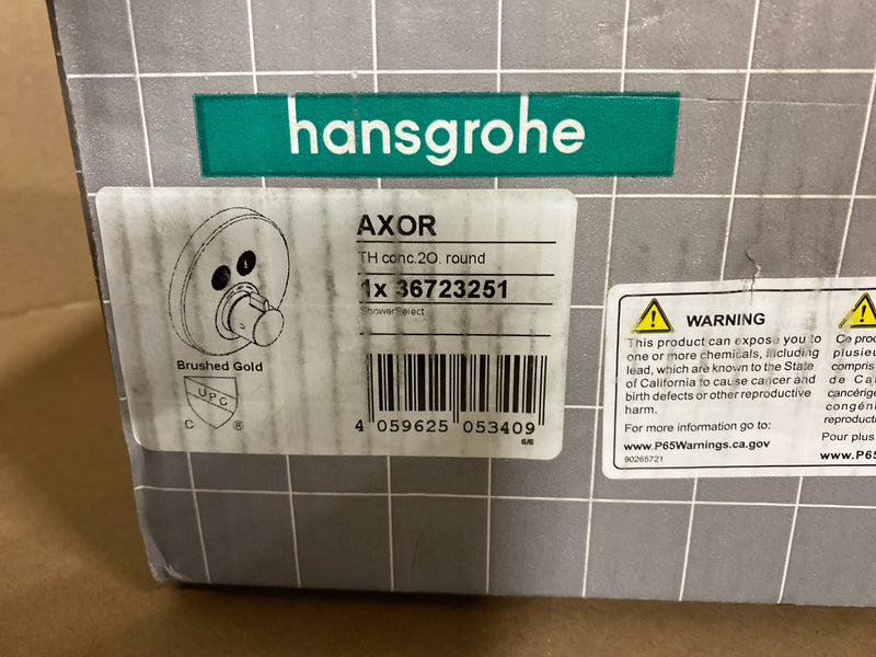 Axor 36723251 ShowerSelect Round Dual Function Thermostatic Trim Less Rough in - Engineered in Germany,  - Brushed Gold Optic