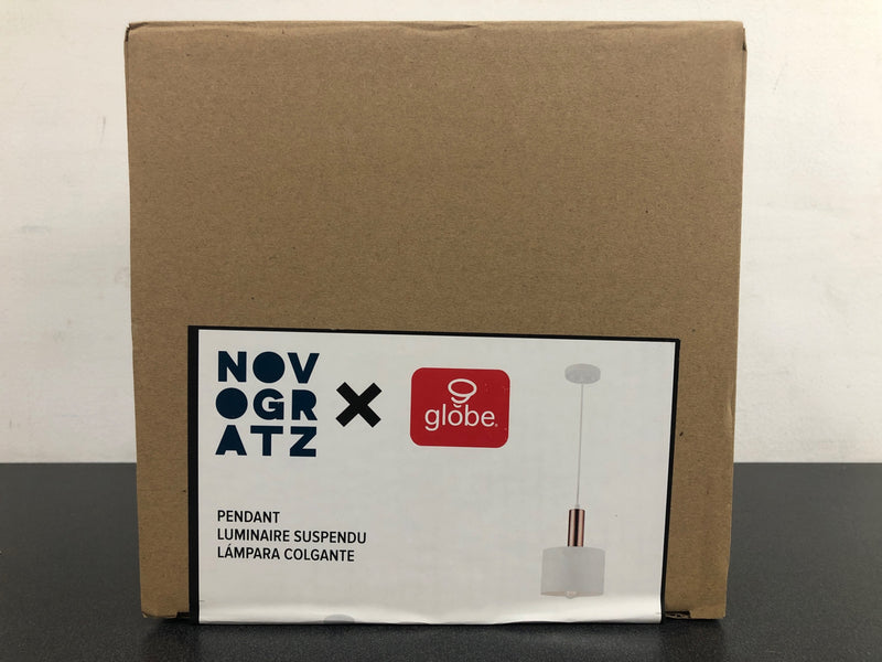 Globe Electric 60763 Novogratz 8" Wide Mini Pendant - Matte White / Rose Gold