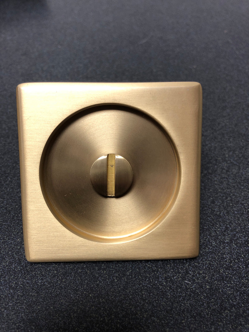 Emtek 2135US4 Square Tubular 2-1/2" Privacy Pocket Door Lock - Satin Brass