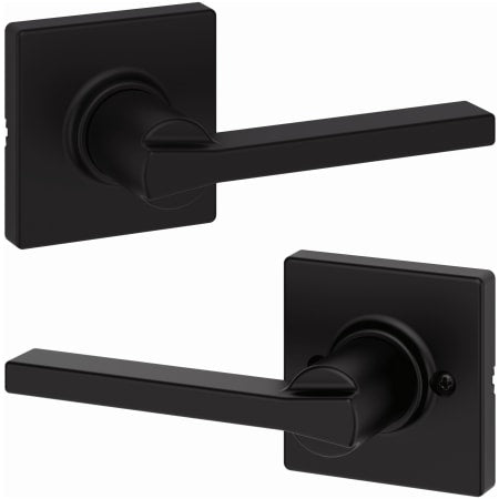 Kwikset 200CSLSQT-514 Casey Passage Door Lever Set with Square Rose - Iron Black