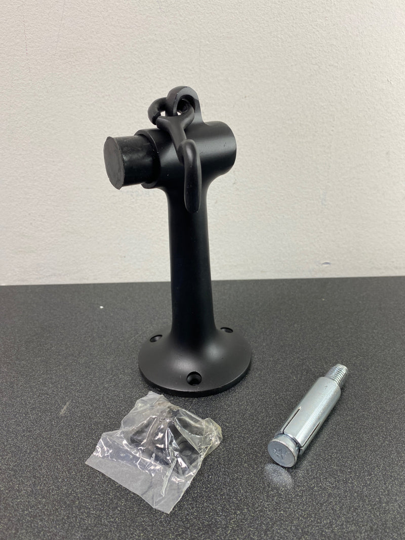 Deltana DSF630U19 Commercial 6" Tall Solid Brass Floor Mount Door Bumper Stop w/ Hook Latch - Black