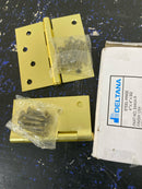 Deltana S44U4-R Steel 4" x 4" Square Corner Plain Bearing Mortise Hinges - Zig Zag - Pair - Satin Brass