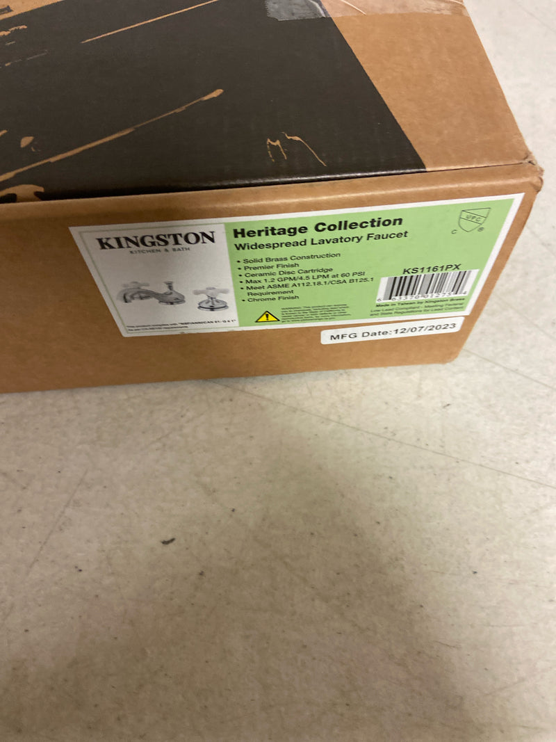 Kingston Brass KS1161PX Heritage 1.2 GPM Widespread Bathroom Faucet with Pop-Up Drain Assembly - Polished Chrome