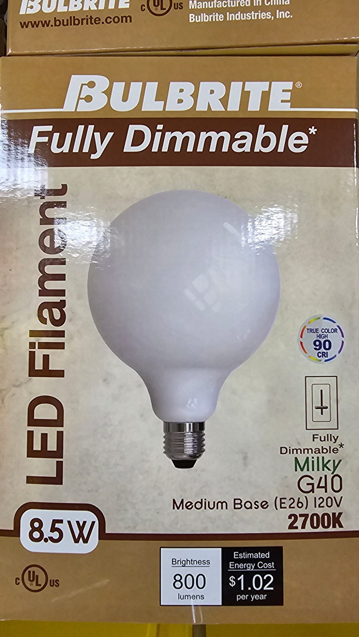 Bulbrite 776897 - LED8G40/27K/FIL/M/3 (776897) G40 Globe LED Light Bulb