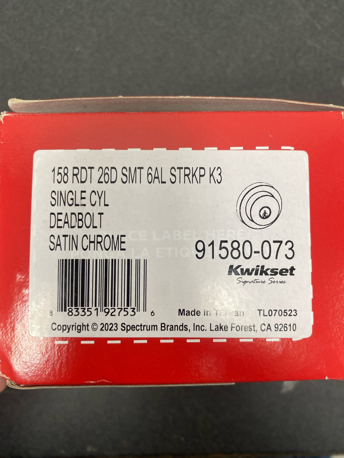 Kwikset 158RDT-26DS.STRKP Milan Single Cylinder Keyed Entry Deadbolt from the Signature Series Collection - Satin Chrome