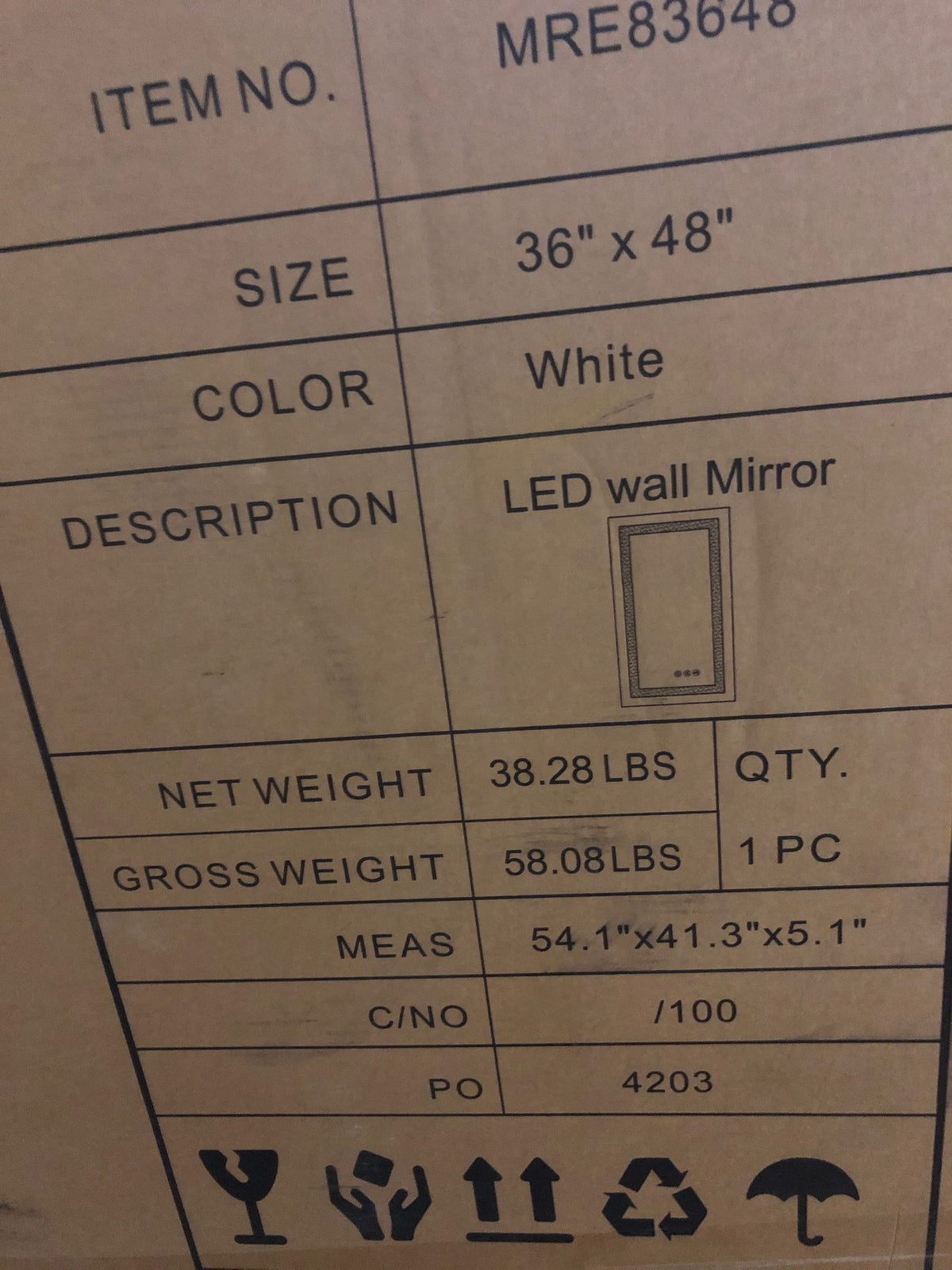 Elegant Lighting MRE83648 Riven 48"W x 36"H Rectangular Flat Frameless Wall Mounted Bathroom Mirror with Lighting - White