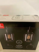 GLOBE Electric 51850 Cannes 3-Piece Powder Room Set, Matte Black, 2-Light Vanity Light with Clear Glass Shades, Toilet Paper Holder, Towel Ring, Bulb Not Included