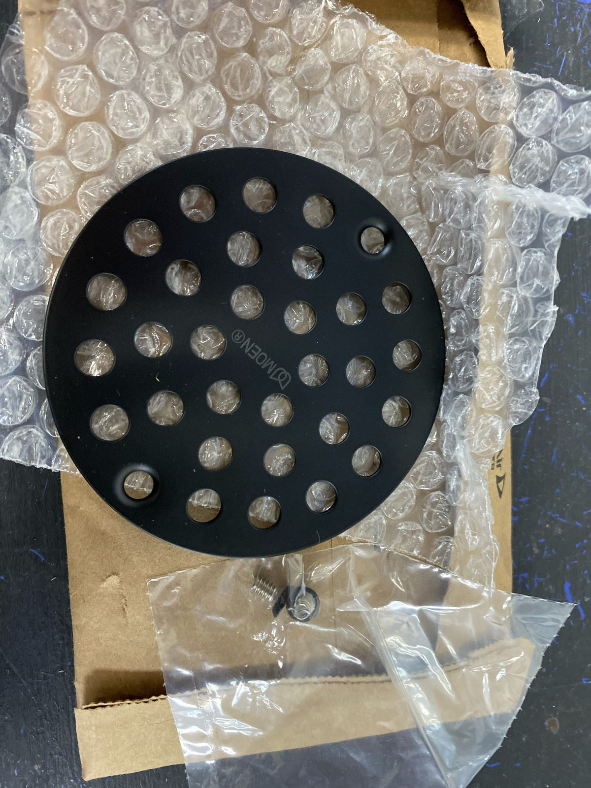 Moen 102763WR 4-Inch Screw-In Shower Strainer Drain Cover, Wrought Iron