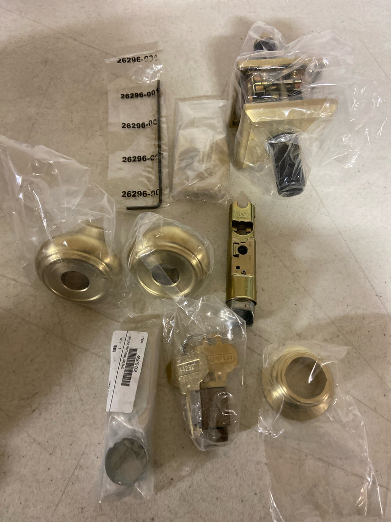 Baldwin ENTRATSR044 Traditional Single Cylinder Keyed Entry Door Knob with Square Rose - Satin Brass