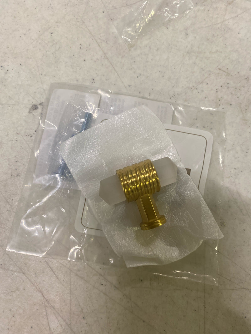 Belwith Keeler B076303GF-BGB Chrysalis 1-7/8 Inch "T" Bar Luxury Designer Glam Faceted Glass Cabinet Knob / Drawer Bar Knob with Jewelry Wire Wrap Inspiration - Brushed Golden Brass With Frosted Glass