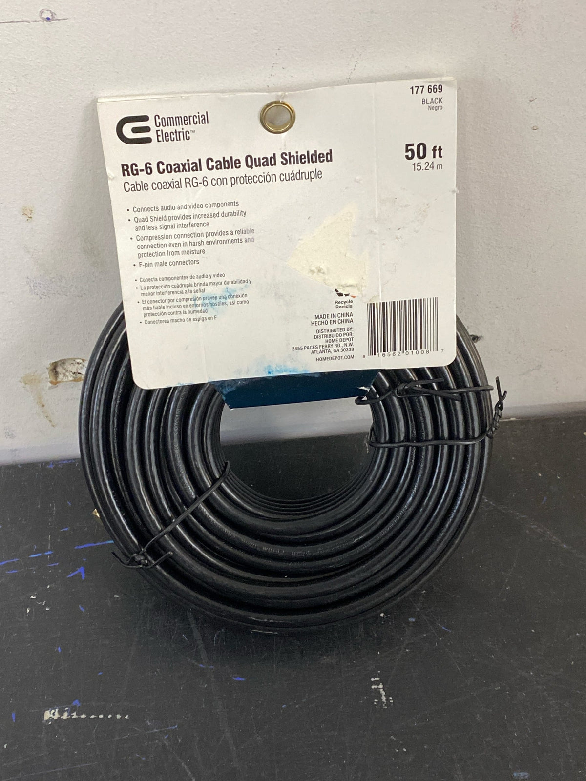 Commercial electric Y304189 50 ft. RG-6 Quad Shielded Coaxial Cable