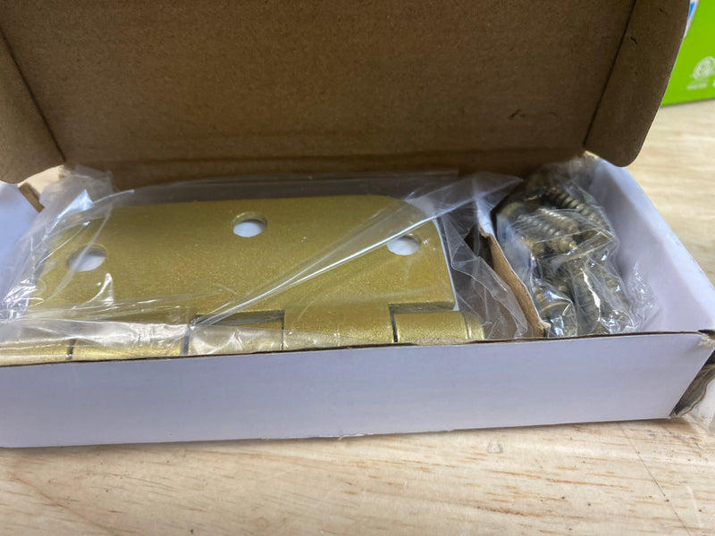 2 Emtek Steel Plain Bearing Hinges 920334 Satin Brass US4 Finish 3.5" x 3.5"