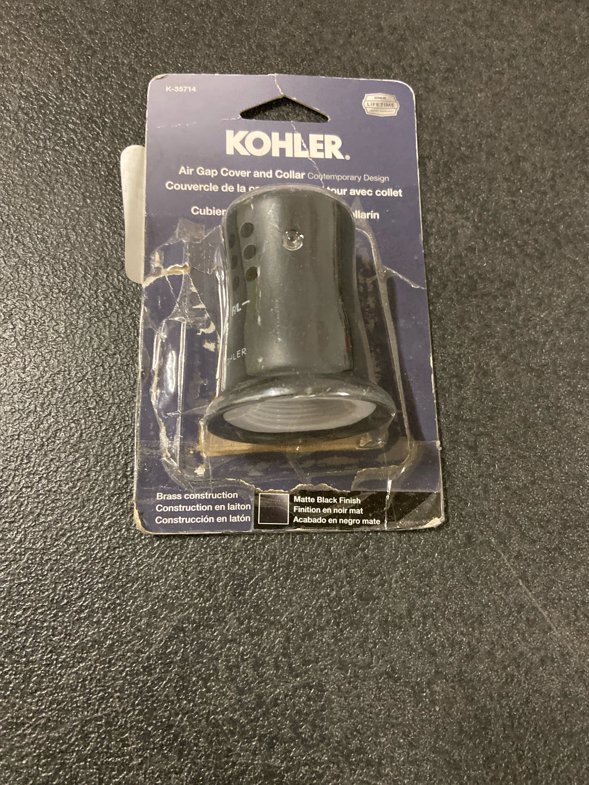 Kohler K-35714-BL Brass Air Gap Cover and Collar - Matte Black
