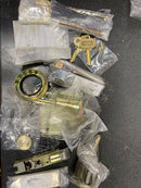 Baldwin EEDELxROUSBE044 Del Mar One Piece Single Cylinder Keyed Entry Handleset with Interior Round Knob and Emergency Egress Function - Lifetime Satin Brass