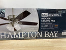 Hampton bay 57333 Devron II 52 in. Indoor Brushed Nickel LED Ceiling Fan with Light Kit, Downrod and Reversible Blades
