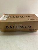 Baldwin ENCONCFR044 Contemporary Single Cylinder Keyed Entry Door Knob Set with 5 Inch Rectangle Rose from the Reserve Collection - Satin Brass